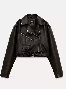 Zara Shiny Faux Leather Biker Jacket